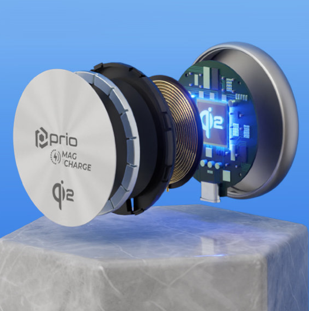3D product explosion image of a wireless charger